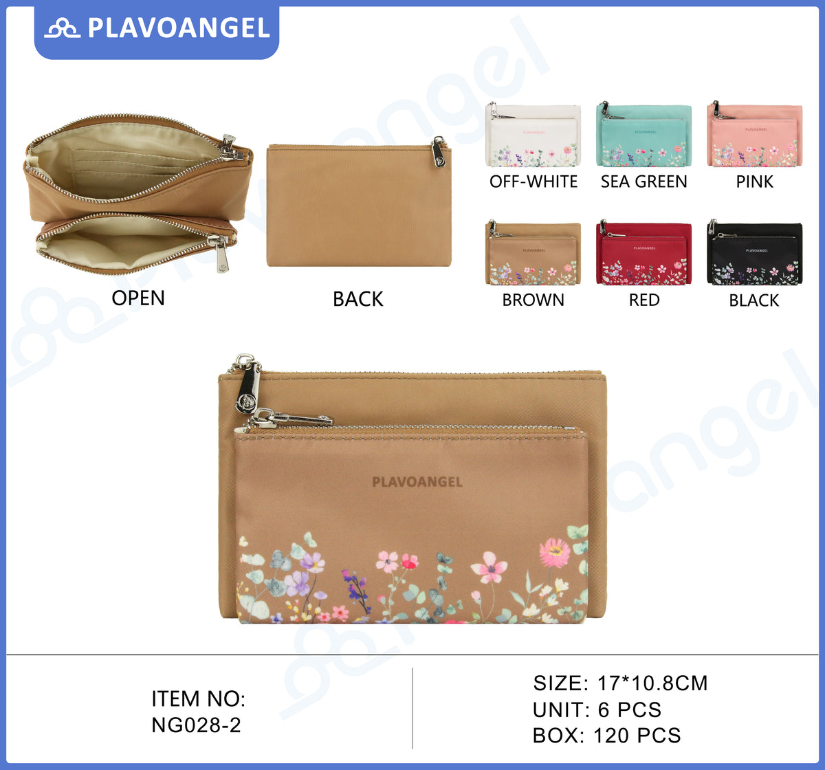 Floral Double-Zip Nylon Pouch