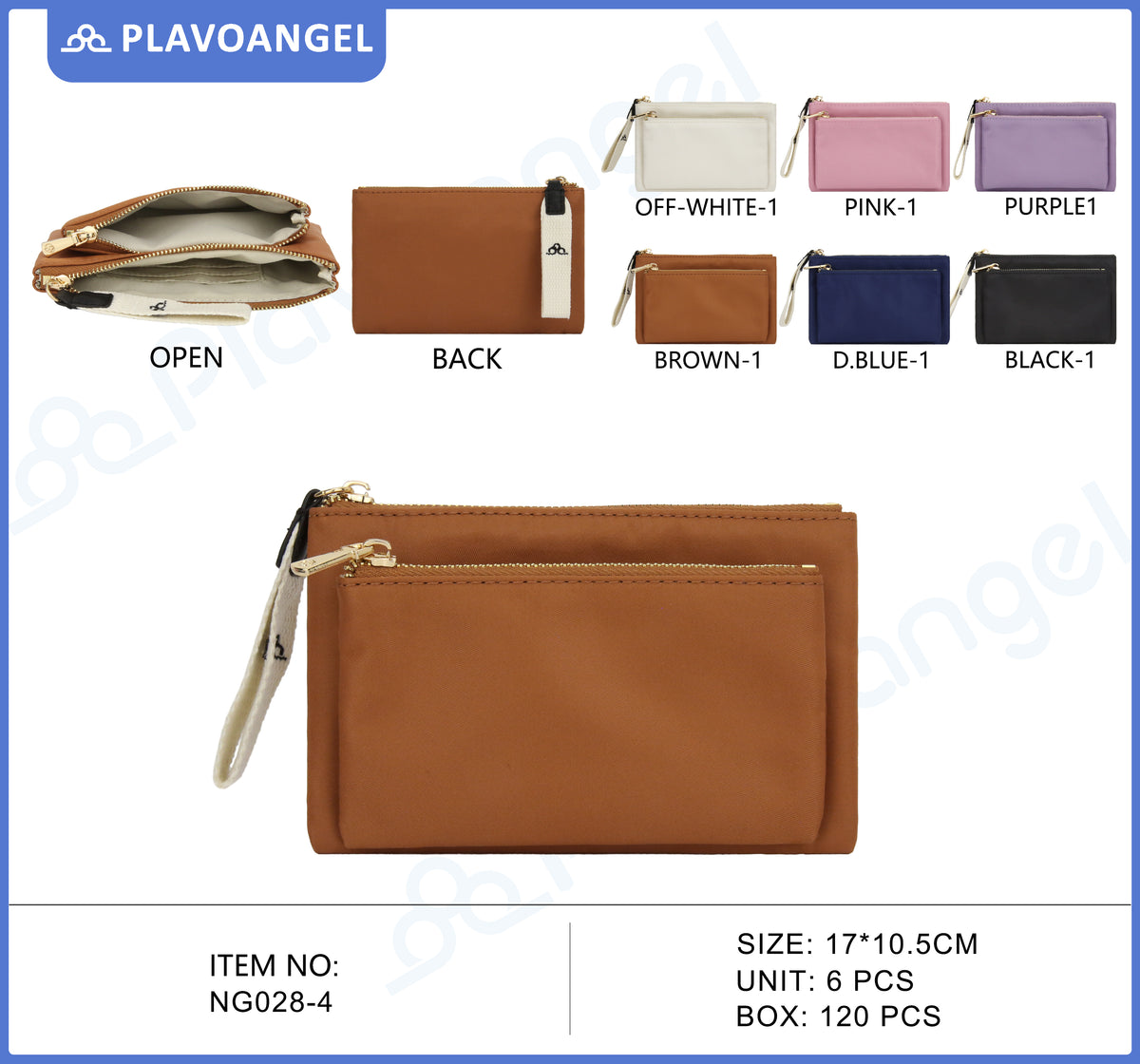 Double-Zip Nylon Wristlet Pouch