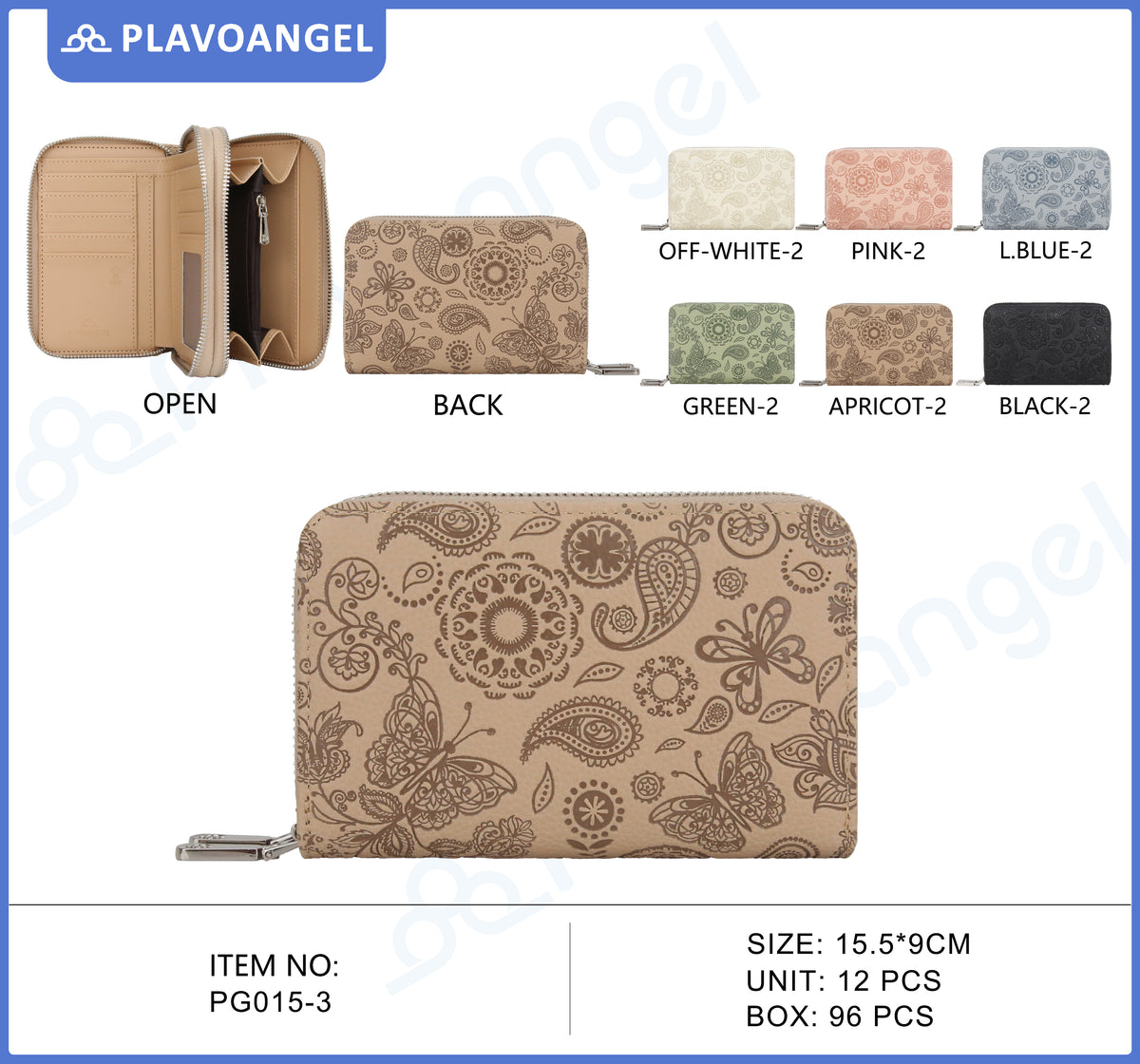 Bohemian Paisley Embossed Zip Wallet