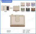 Compact Woven Accent PU Wallet