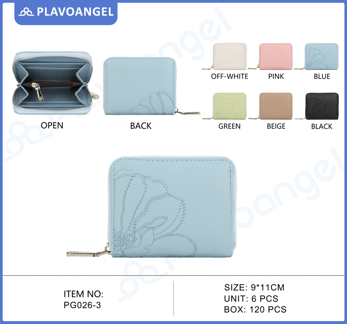 Embroidered Floral Compact Zip Wallet