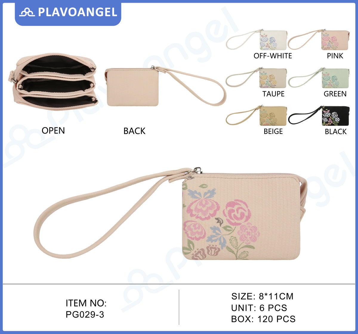 Floral Triple-Zip Wristlet Purse