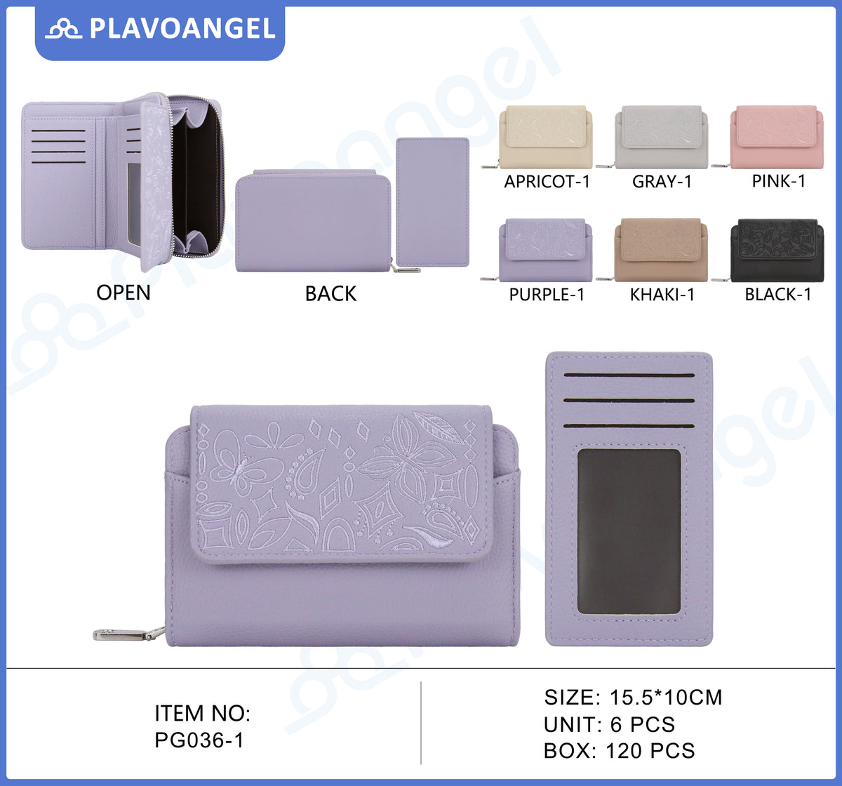 Embroidered Butterfly PU Leather Wallet