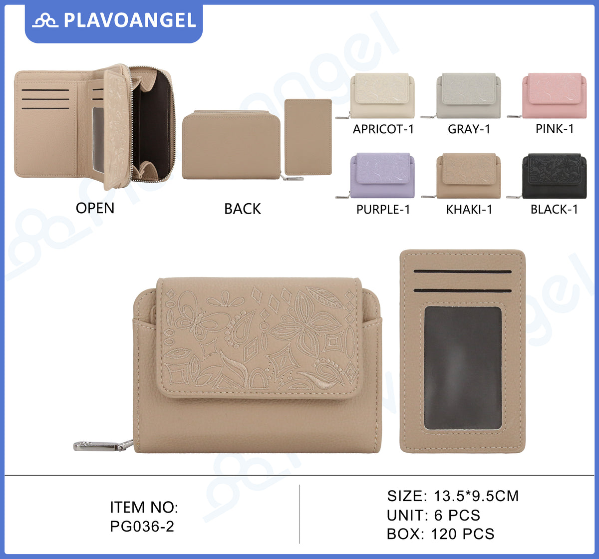 Embroidered Butterfly Compact PU Wallet