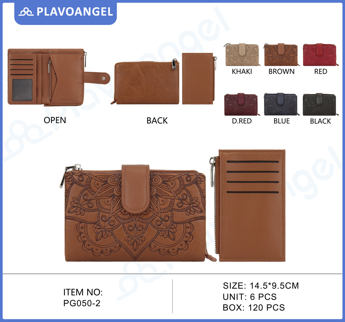 Mandala Embossed Zip Wallet