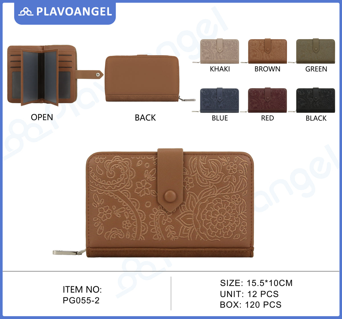 Embroidered Floral Paisley Zip Wallet
