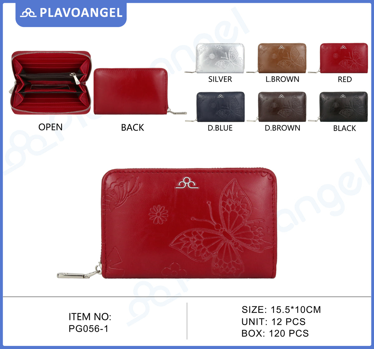 Embossed Butterfly Zip-Around Wallet