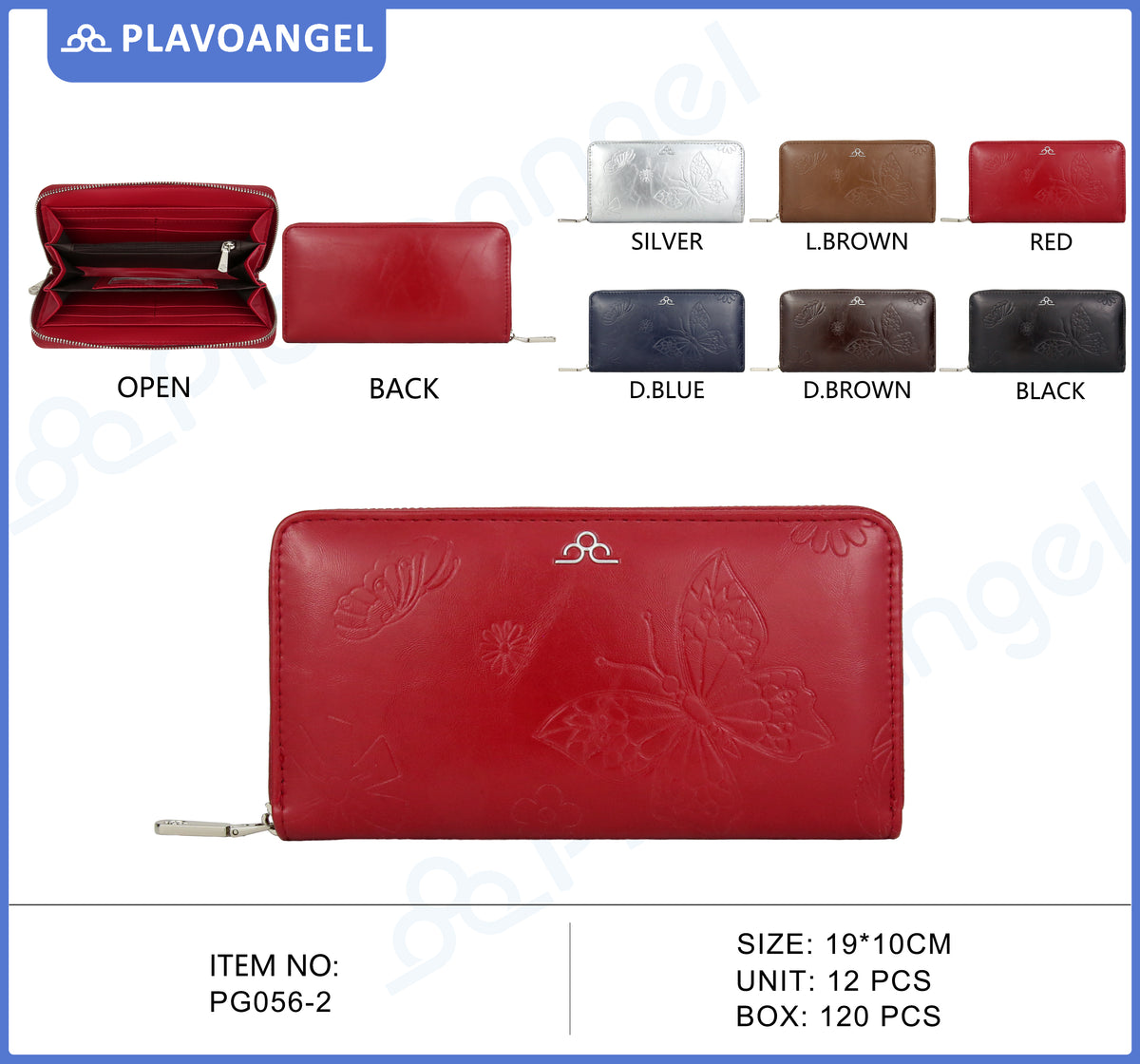 Embossed Butterfly Zip-Around Wallet