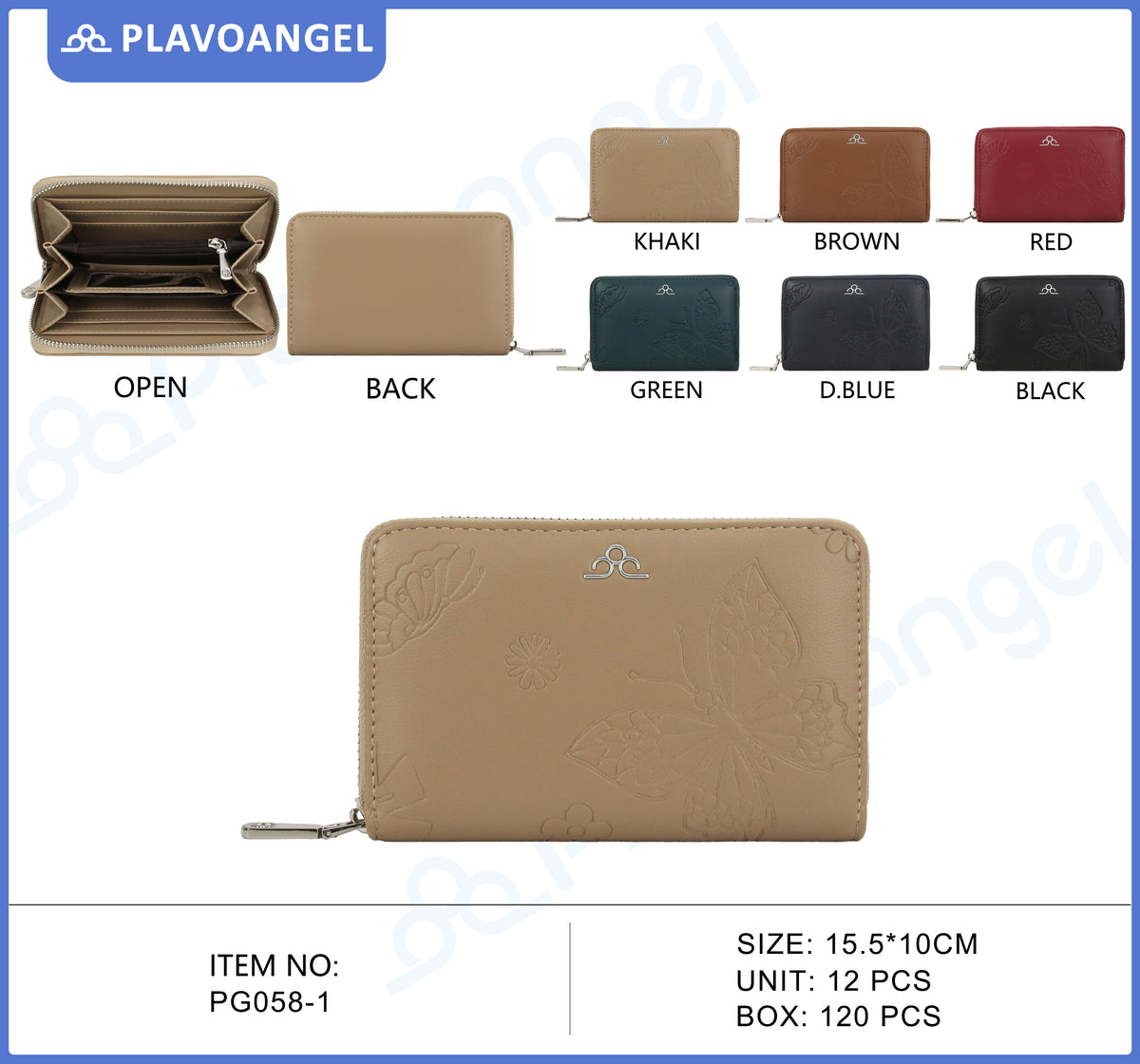 Embossed Butterfly Zip-Around Ladies Wallet