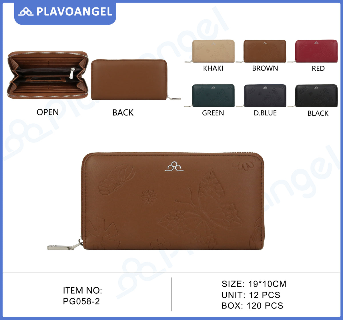 Butterfly Embossed Ladies Long Wallet
