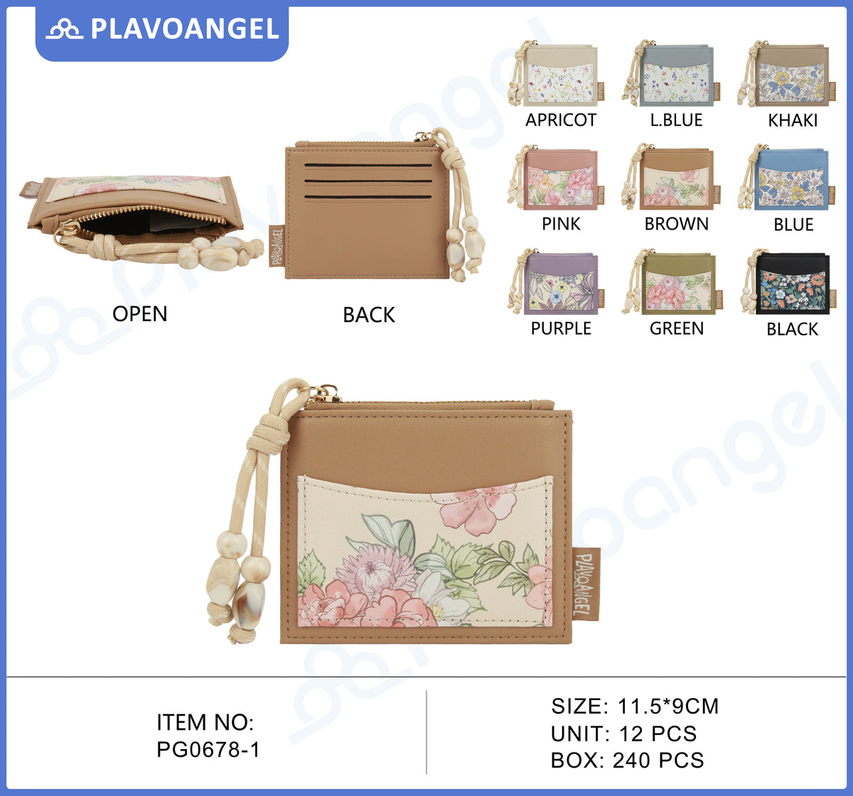 Floral Print Zipper Card Holder