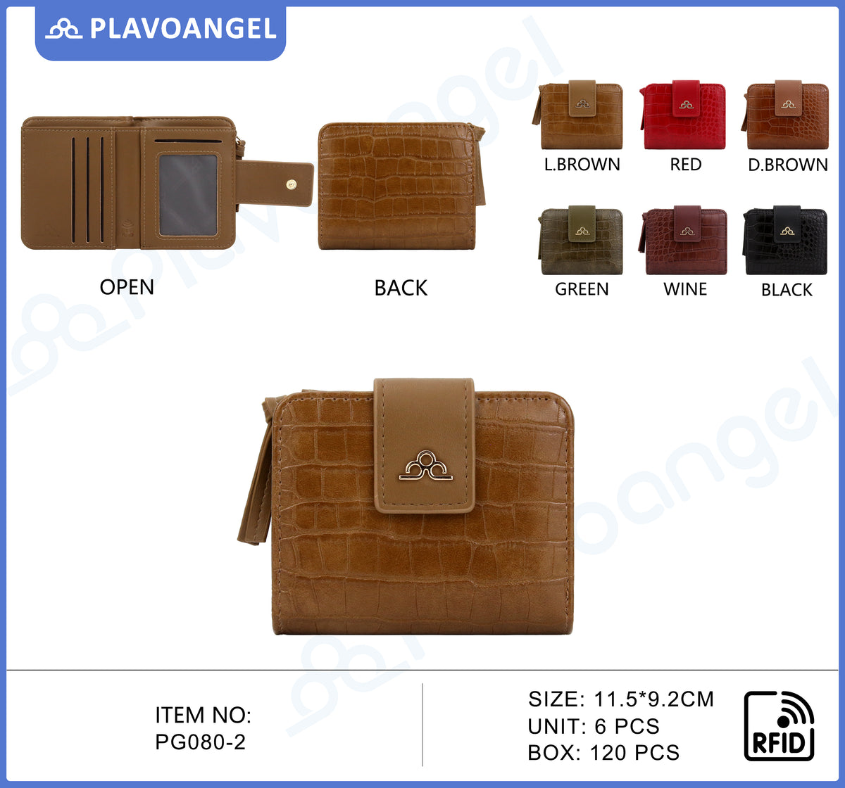 Compact RFID Croc-Embossed Wallet