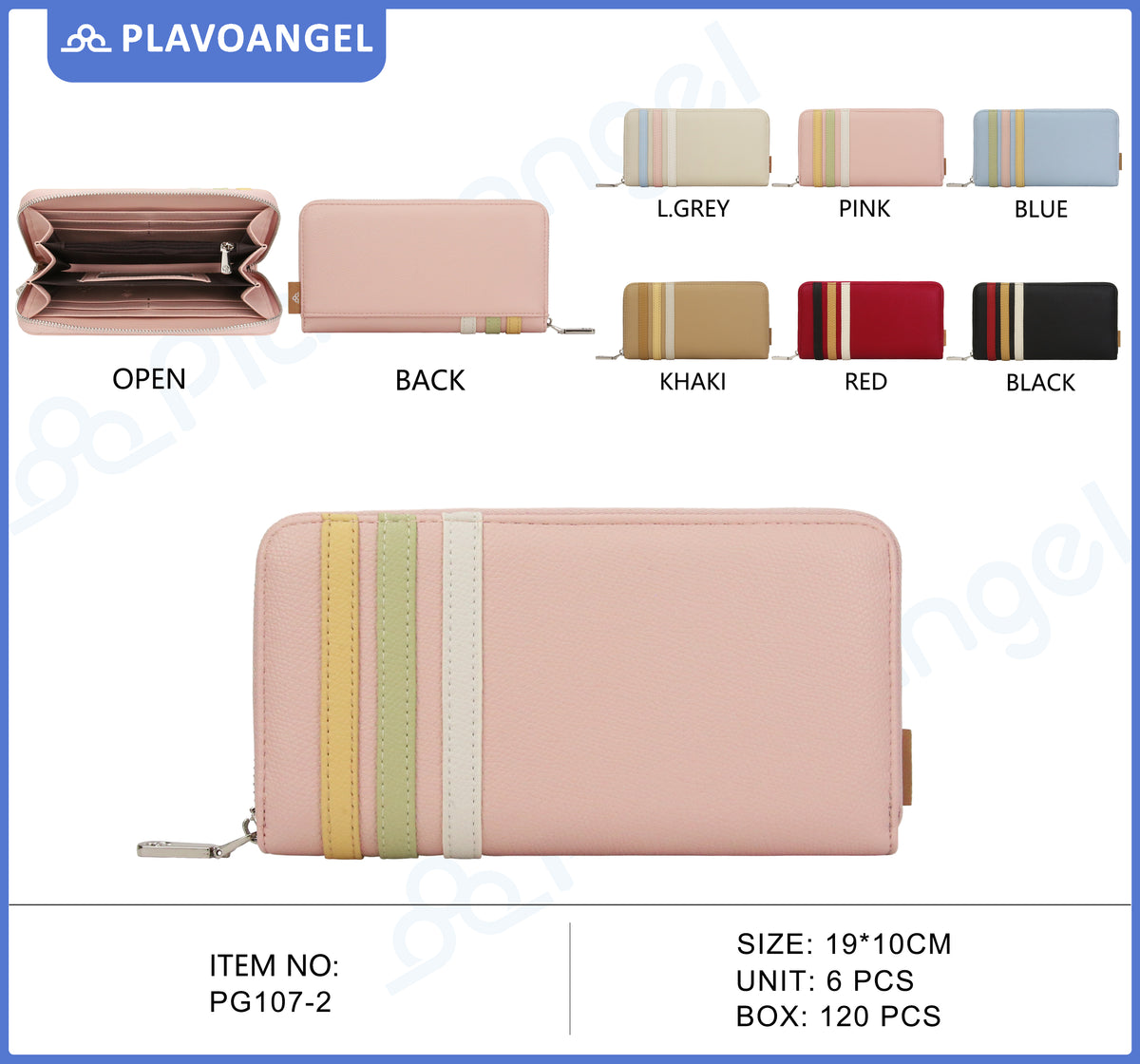 Striped Accent Zip-Around Wallet